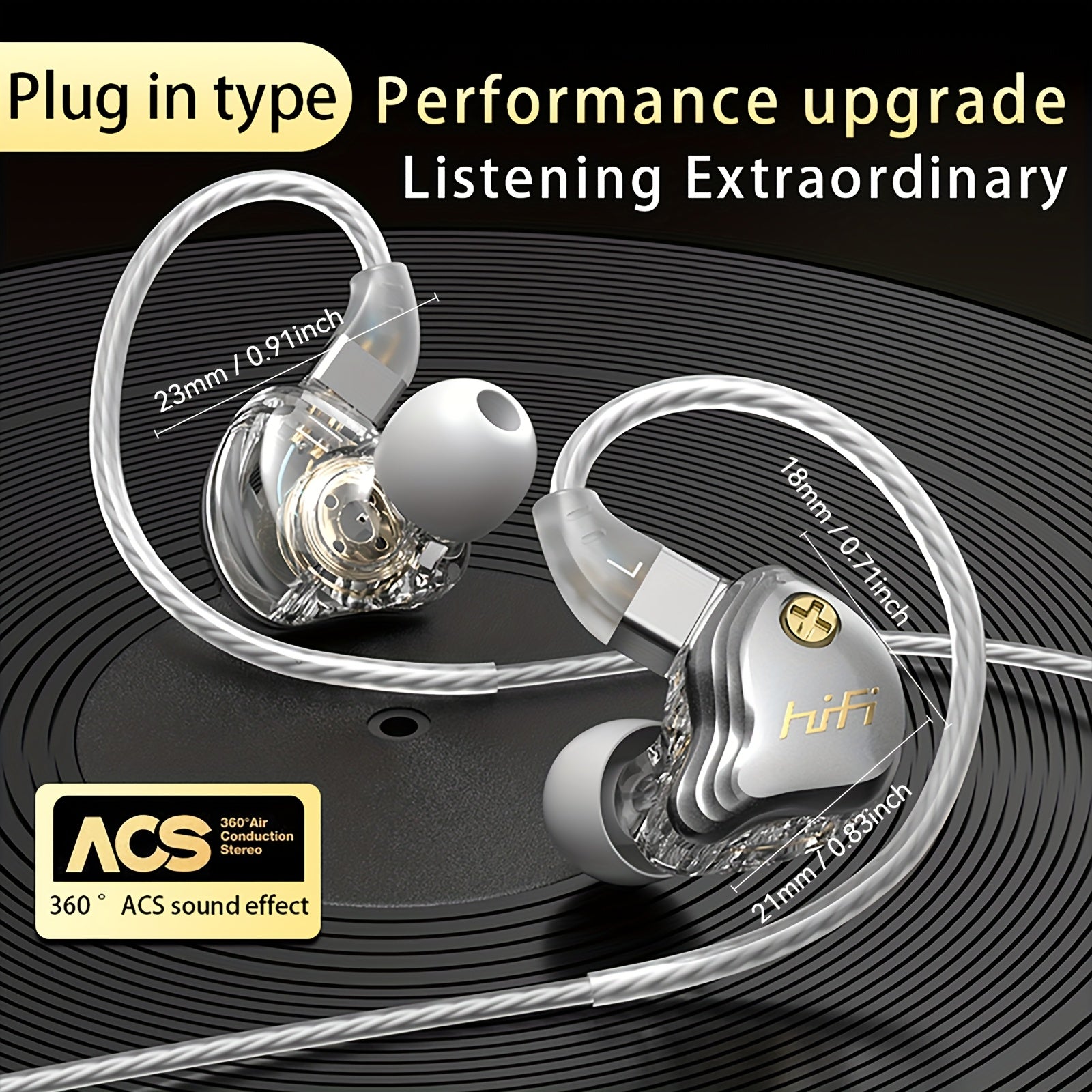 Wired In-Ear Headphones with a Detachable And Convenient Plug Design, Designed for Running with an Around-The-Ear Style, Featuring Deep Bass, Hifi Stereo Sound, Easy Storage, No Delay, Effective Noise Cancellation, Smart Cont