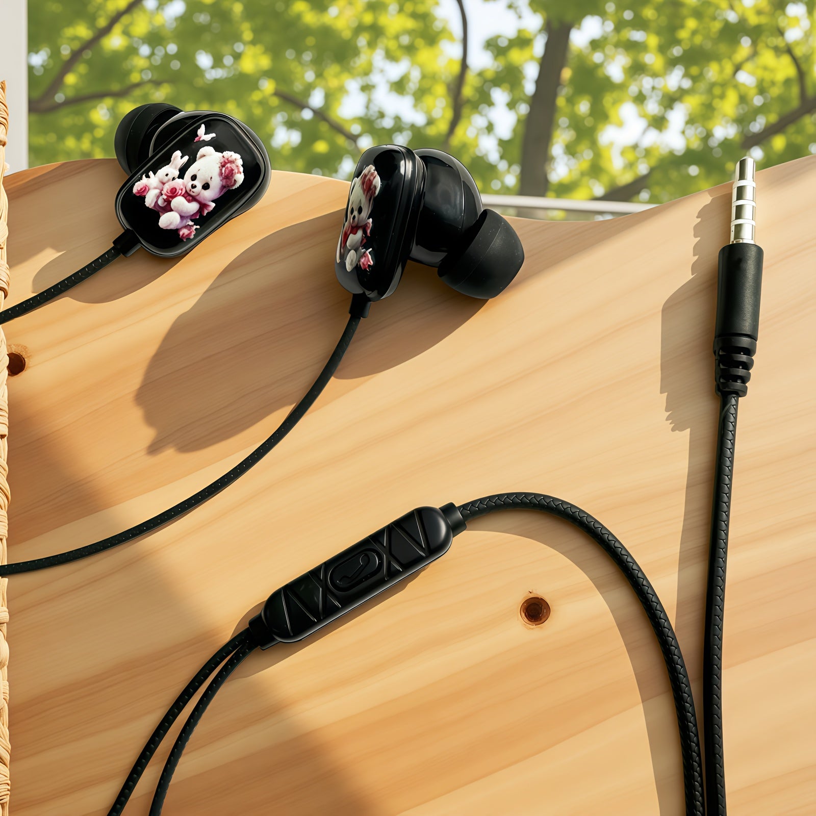 Novel Design Cute Bear Wired Headset,HD Sound Quality Music Headset with Microphone,Compatible with All 3.5mm Interface Devices,fun In-ear Call Headphones, Music Headphones,lightweight Design,stereo Sound Quality,suitable for