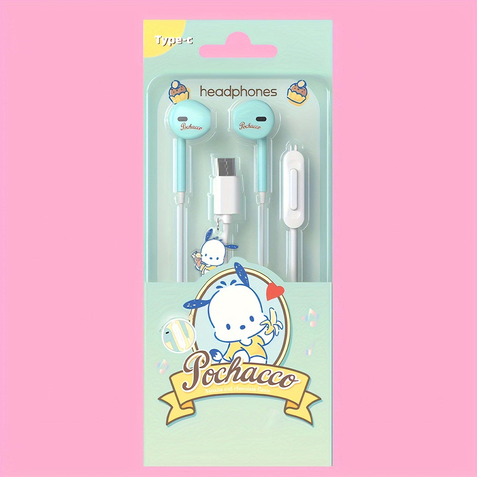 [4pcs Hello Kitty In-Ear Headphones] 4pcs/set Cute Cartoon-Themed In-Ear Wired Headphones with Acrylic Pendant & Print, Comfortable Fit, Easy Control Button, Type-C Connector, Ideal for Daily Use, Holiday & Graduation Gifts -