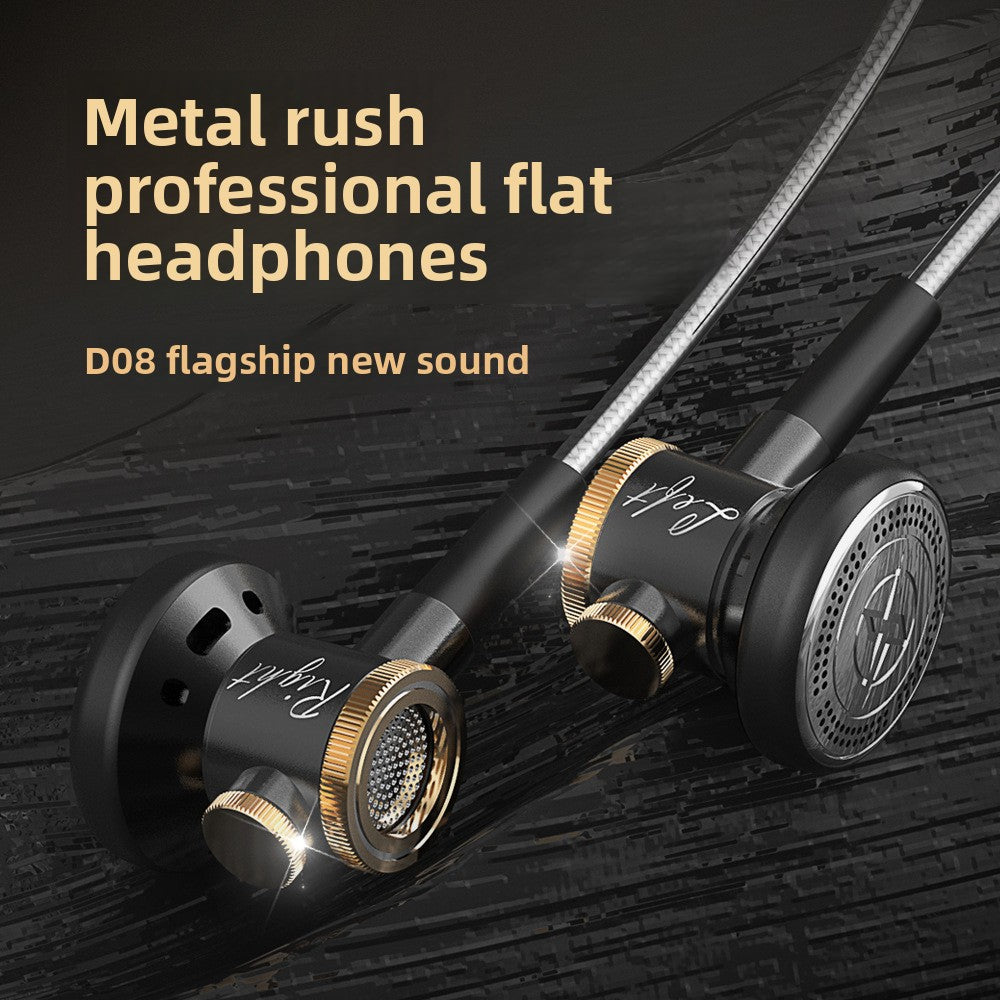 Cool Heavy Bass Metal Headphones for Gaming, Sports, and Music, Wired Earphones for Computer and Phone, HiFi Music Flat Head Earbuds