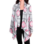 Open-Front Geometric Shawl Neck Cardigan