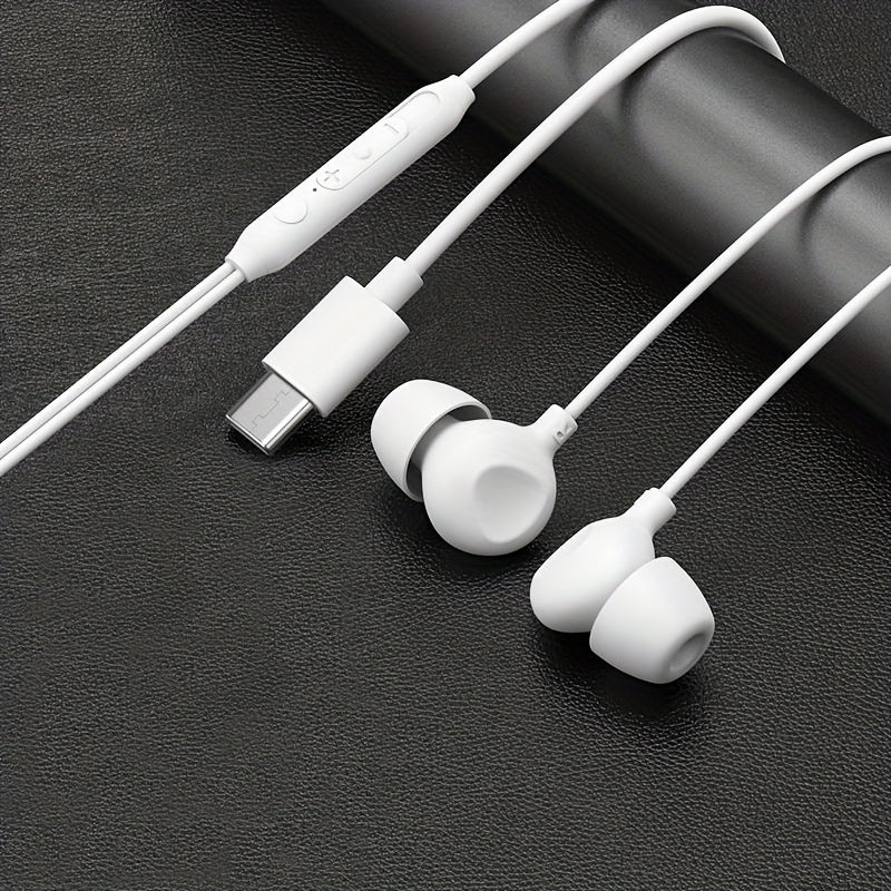 Wired Headphones, In-Ear Headphones, Sleep Headphones, with a Microphone, High-Definition Calls, 3.5Mm Round Jack, Type-C Flat Connector, Compatible with Most Smartphones And Tablets, Suitable for Gaming, Music, Sports, Study