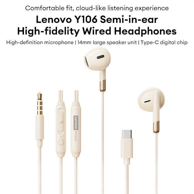 Lenovo Y106 Headphones Earphones Headset Earbuds for Office Workers Being Perfect for Clear Calls and High-Sensitivity Microphone 2025 Trending Wired Peripheral