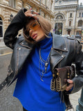Solid-Color Raglan Sleeve Turtleneck Sweater