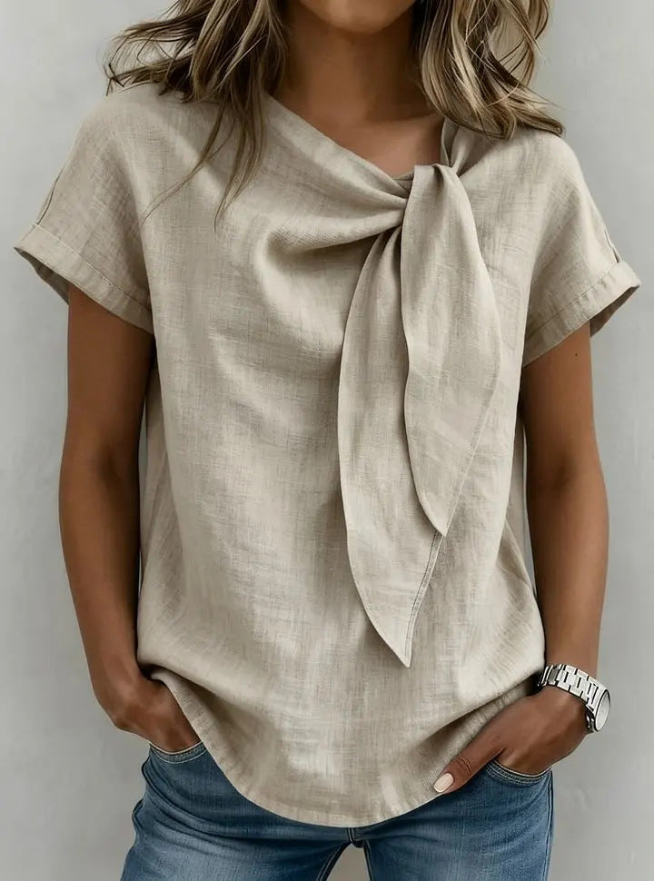 Women's Summer Short Sleeve Casual T-Shirt - Cotton Blend Lightweight Everyday Top For Daily Wear