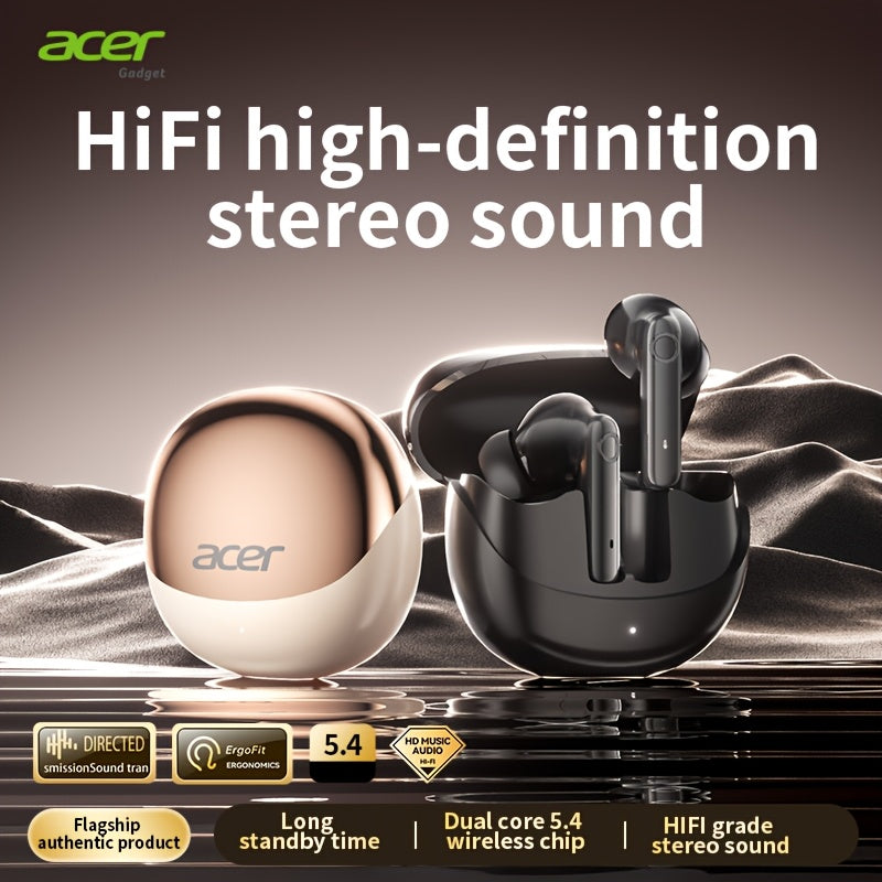 [Acer 2025 New Model]Tws Wireless Earbuds with Deep Bass Stereo + Call Noise Reduction, Long Battery Life for Sports And Running, Low Latency Gaming Mode, HIFI Sound, Lightweight Touch Control Design, Fashionable Look