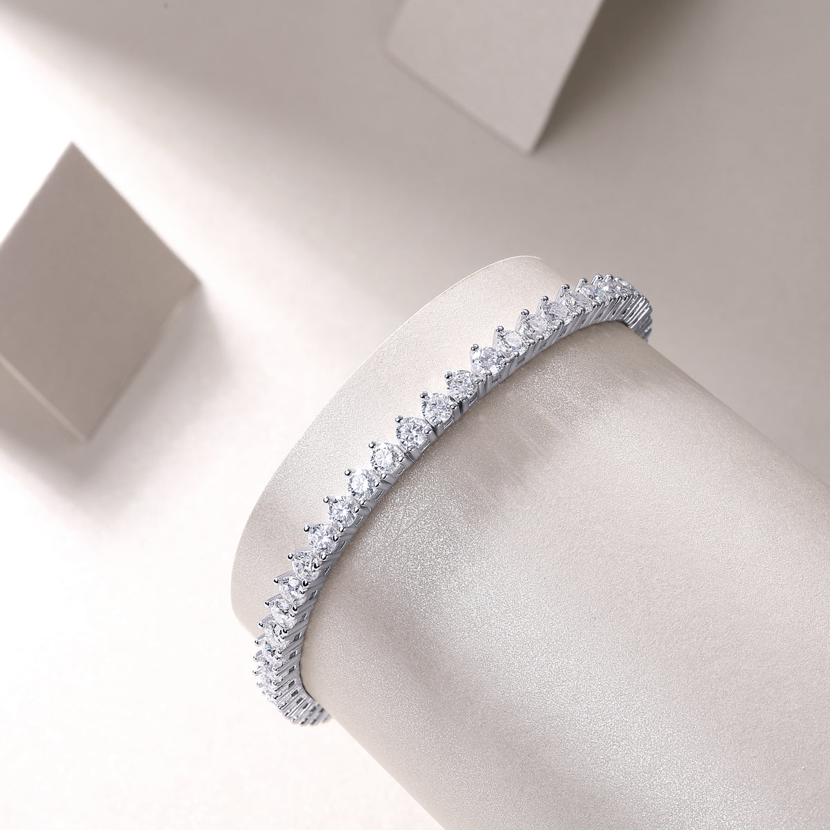 Luxury Radiant Mossan Diamond S925 Silver Tennis Bracelet