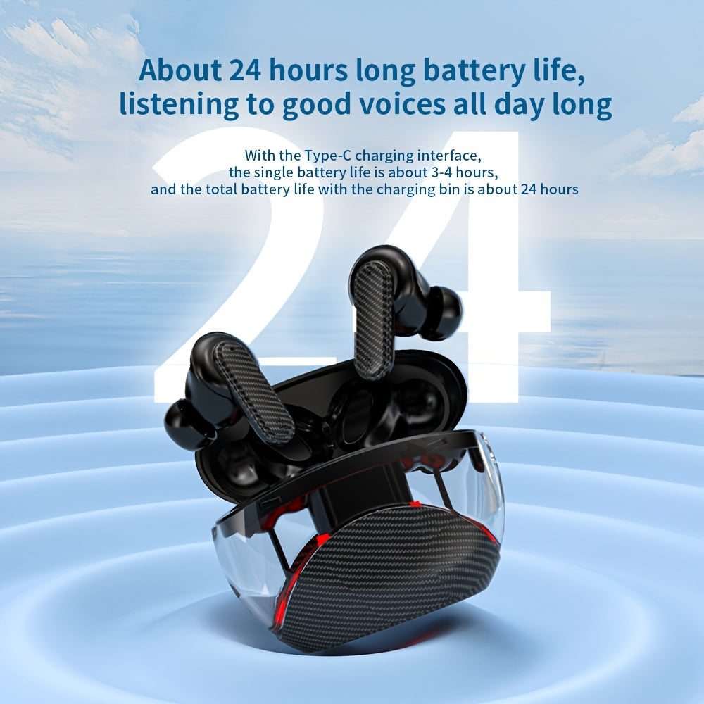 YW11 Colorful Breathing Light Wireless Earbuds, Key Noise Reduction, 99% Noise Isolation, True Wireless In-Ear Headphones with Condenser Mic, USB-C Charging, Non-Waterproof, Media Control, Running Compatible, Adult Use, Lithi