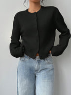 Chic Round Neck Slim Knit Cardigan