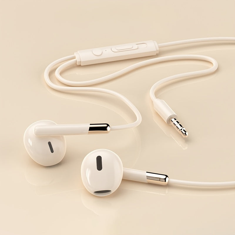 Wired Headphones with a 3.5Mm Jack, Featuring a Built-In Microphone, In-Ear Design, High-Definition Sound Quality, Supporting Calls, Volume Adjustment, And Song Switching. They Can Be Used with Devices Like Smartphones, Lapto