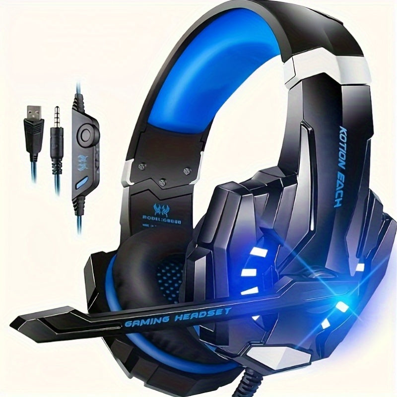 G9000 Christmas Gaming Headset Featuring LED Lights, a Microphone, And Noise-Canceling Capabilities. These Headphones Provide Surround Sound And Come with Soft Memory Foam Ear Cushions