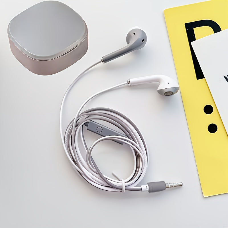 1pc - In-ear wired headphones with microphone - universal for mobile phones and tablets - portable and practical