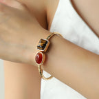 Vintage Geometric Textured Cuff Bracelet