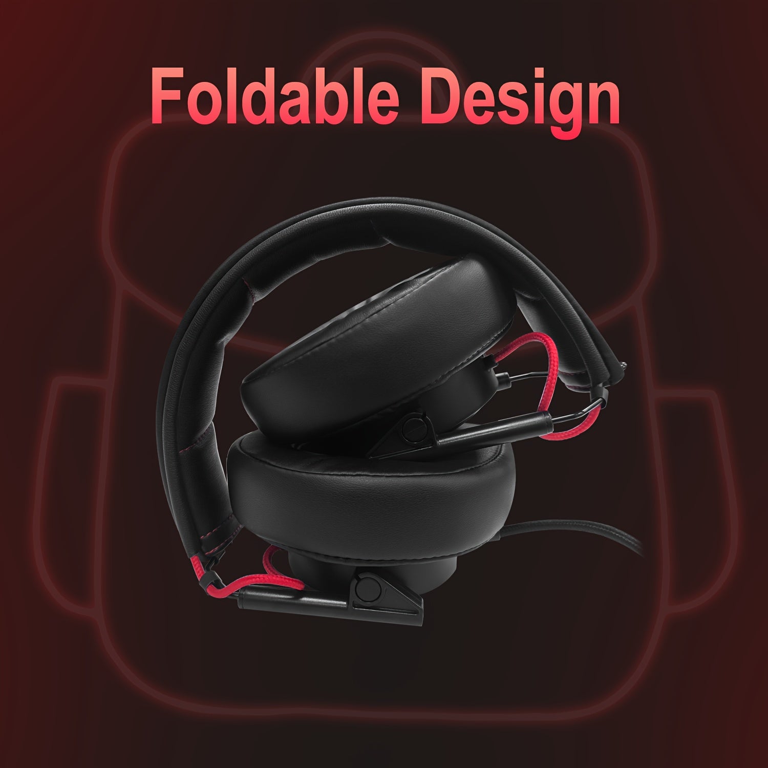 Colusi M21 Gaming Headphones with Microphone for PC, PS4, PS5, And Laptops, Wired Over-Ear Design - Compact And Collapsible - 3.5Mm Audio Connector - Red