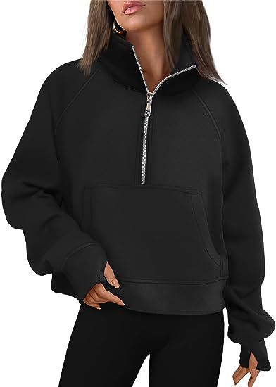 Loose Half-Zip Fleece-Lined Sweater Pullover