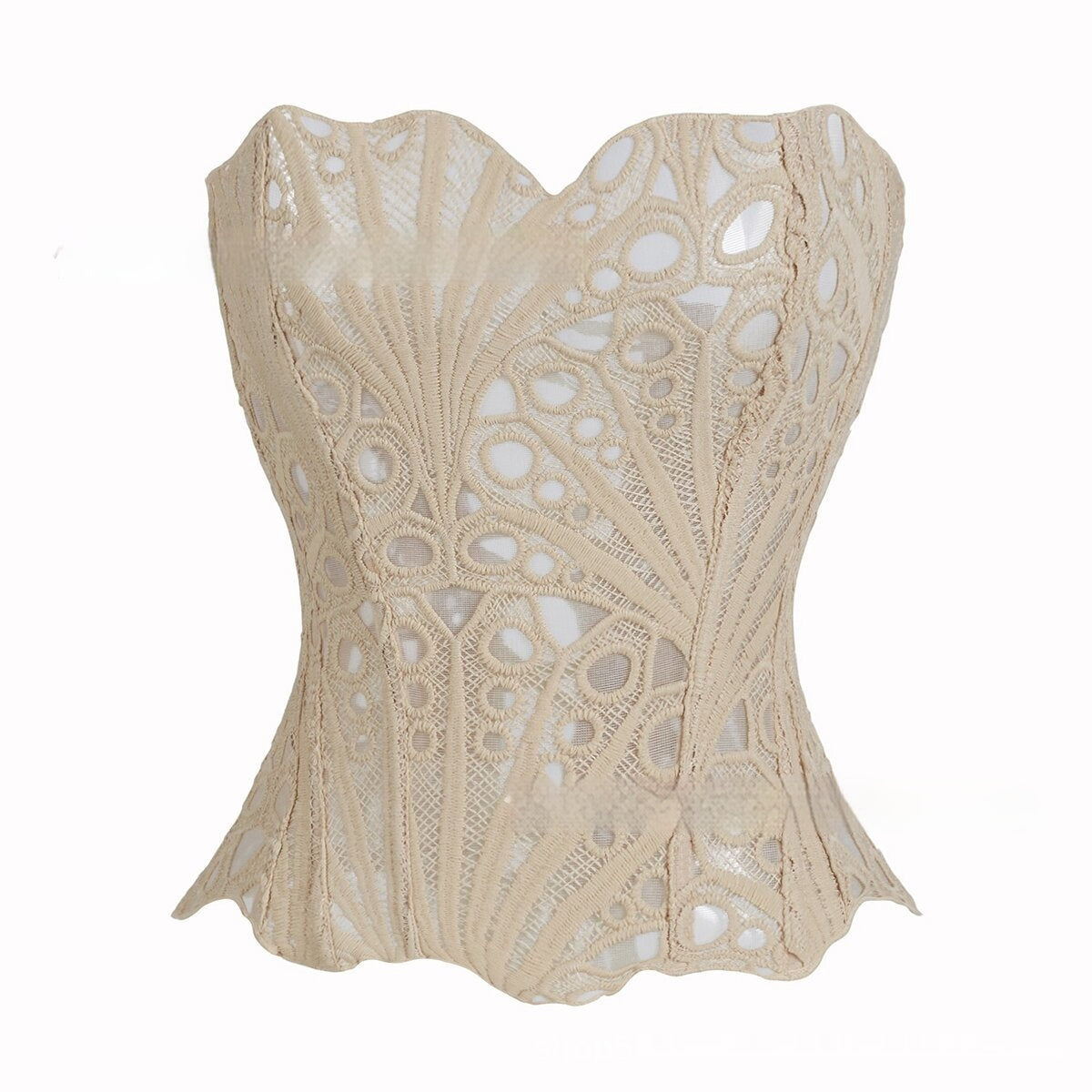 Hollow-Out Lace Corset Top