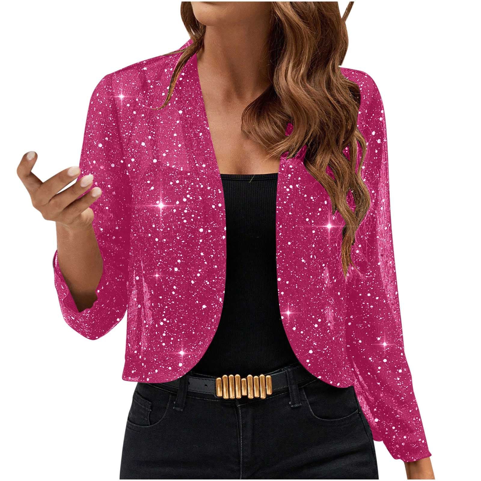 Sequin Open-Front Party Cardigan Jacket