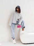 Striped Oversized Shacket with Utility Pockets