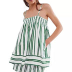 Striped Camisole & Ruched Short Set
