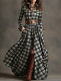 French Vintage Plaid Dress