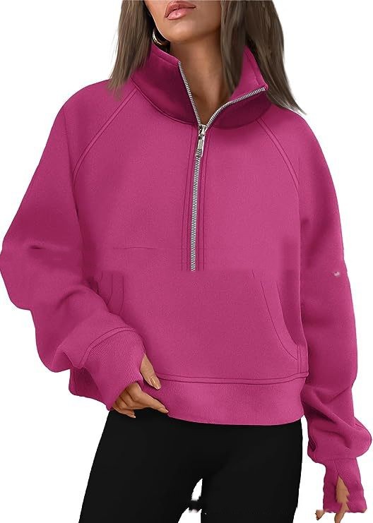 Loose Half-Zip Fleece-Lined Sweater Pullover