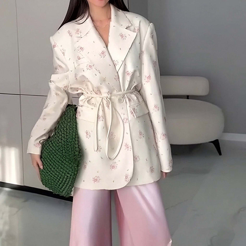 Thin Lace-Up V-Neck Blazer Coat