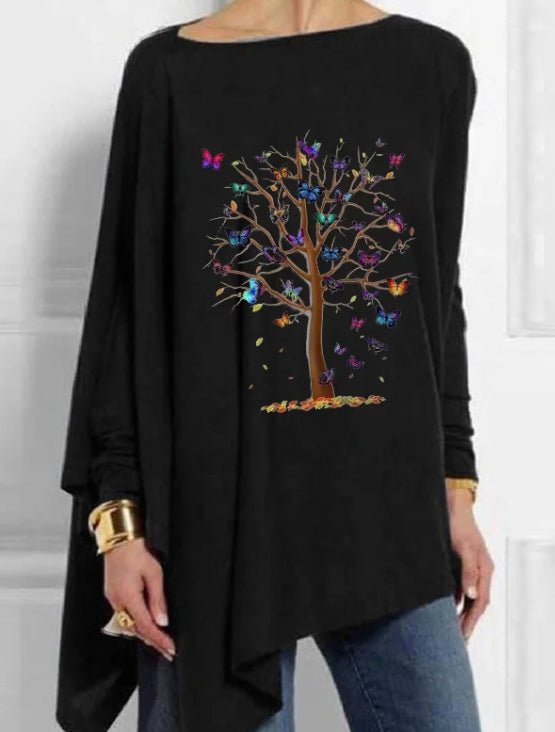 Butterfly Tree Asymmetric Tunic