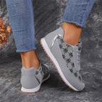 Flower Print Lace-Up Casual Fashion Lightweight Breathable Sneakers