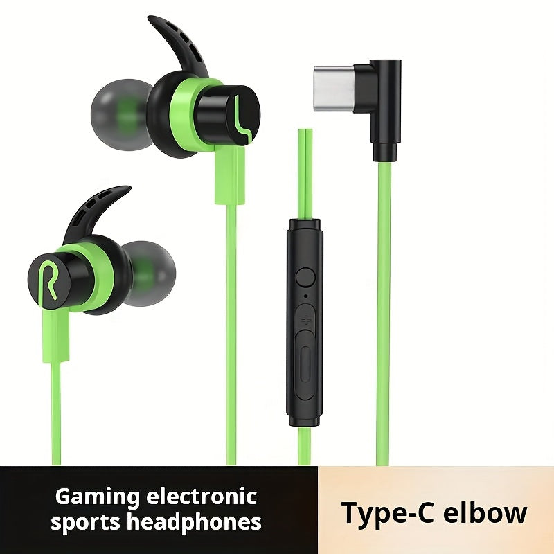 Professional Gaming Headphones | In-ear Wired, Low Latency, High-Definition Calls, Tangle-Free Cable, Microphone with Line Control, 3.5mm Round Jack and Type-C Flat Jack, Suitable for Most Mobile Phones, Ideal for Gaming, Mus
