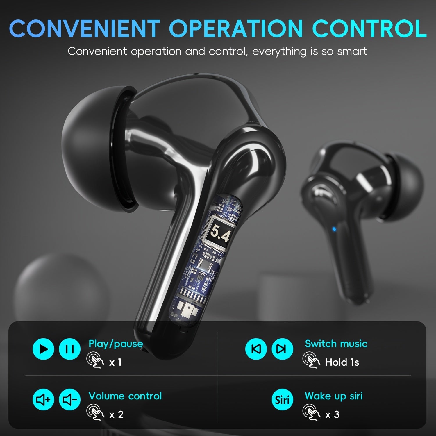 Wireless Earbuds BT 5.4 Noise Cancelling | 400mAh Charging Case | 13mm Dynamic Driver & HIFI Stereo | Built-in Mic, LED Display, Type-C | for Calls/Office/Outdoor Sports | Gift-Ready for Family/Friends/Partners