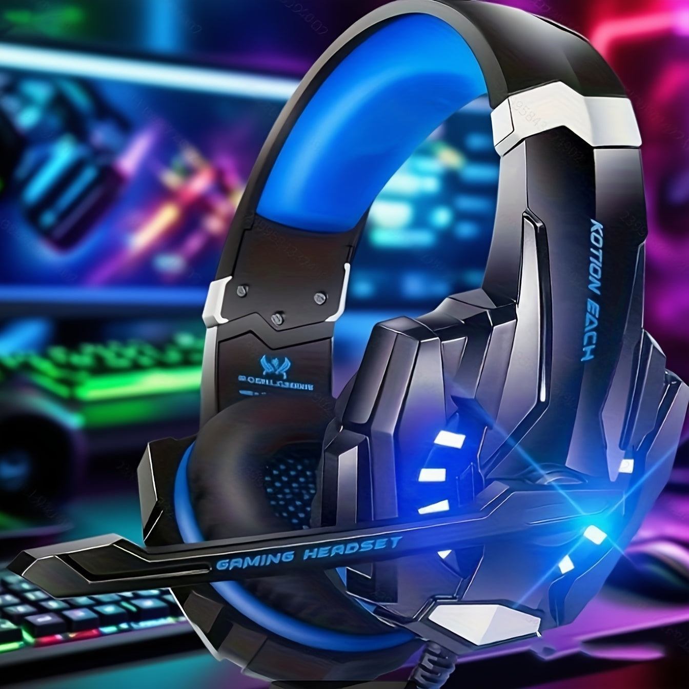 G9000 Christmas Gaming Headset Featuring LED Lights, a Microphone, And Noise-Canceling Capabilities. These Headphones Provide Surround Sound And Come with Soft Memory Foam Ear Cushions