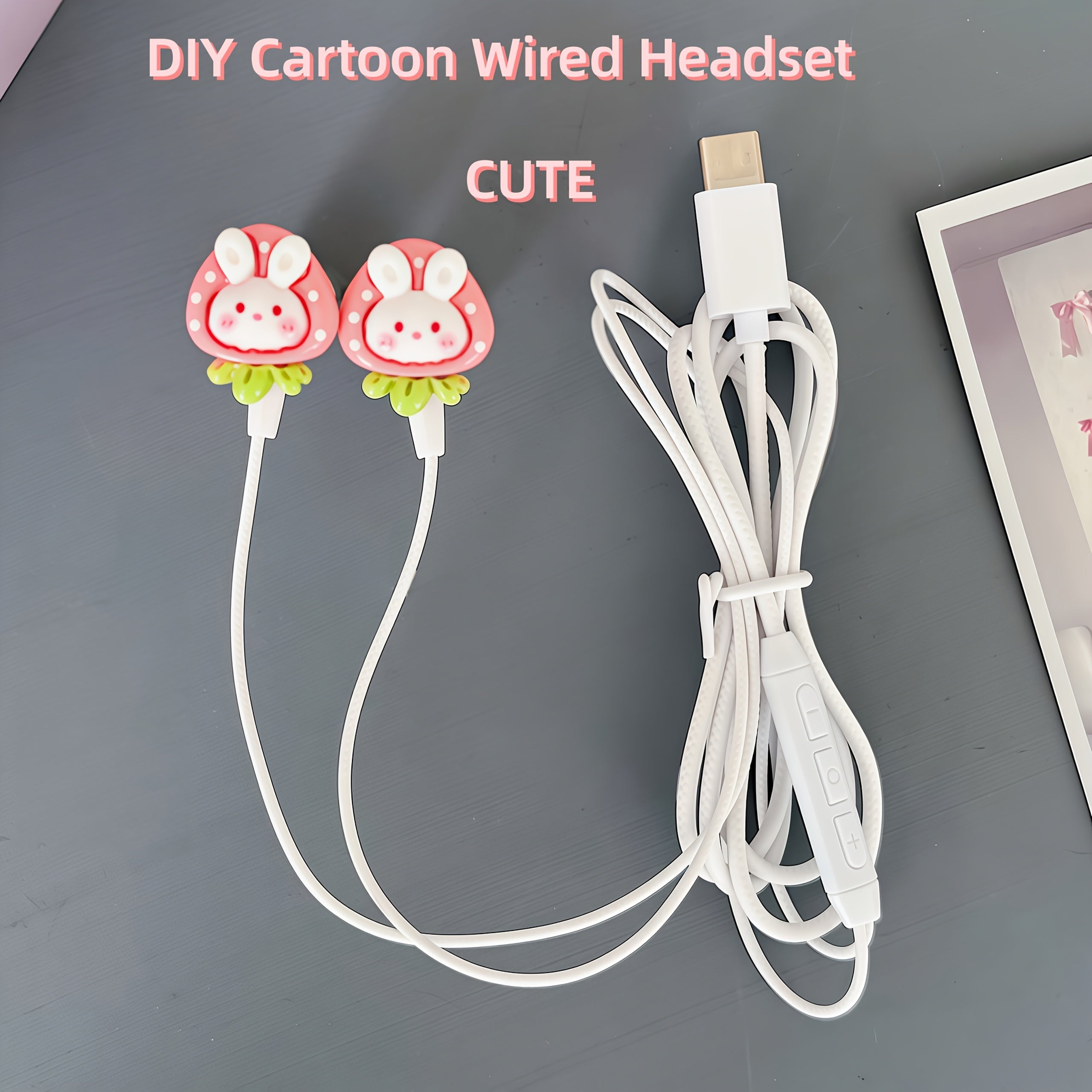 DIY Cartoon Wired Headphones Built-in Microphone & Volume Adjustment,Type-c Smart Fully Compatible Version In-Ear Headphones,Direct Plug-in Function, HD Calling, Suitable for Music, Student,Cell Phone Headphones,Birthday Gift