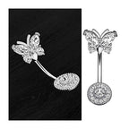 Novel Belly Button Ring Surgical Steel CZ Barbell Butterfly Belly Piercing Jewelry Body Retainer 14G
