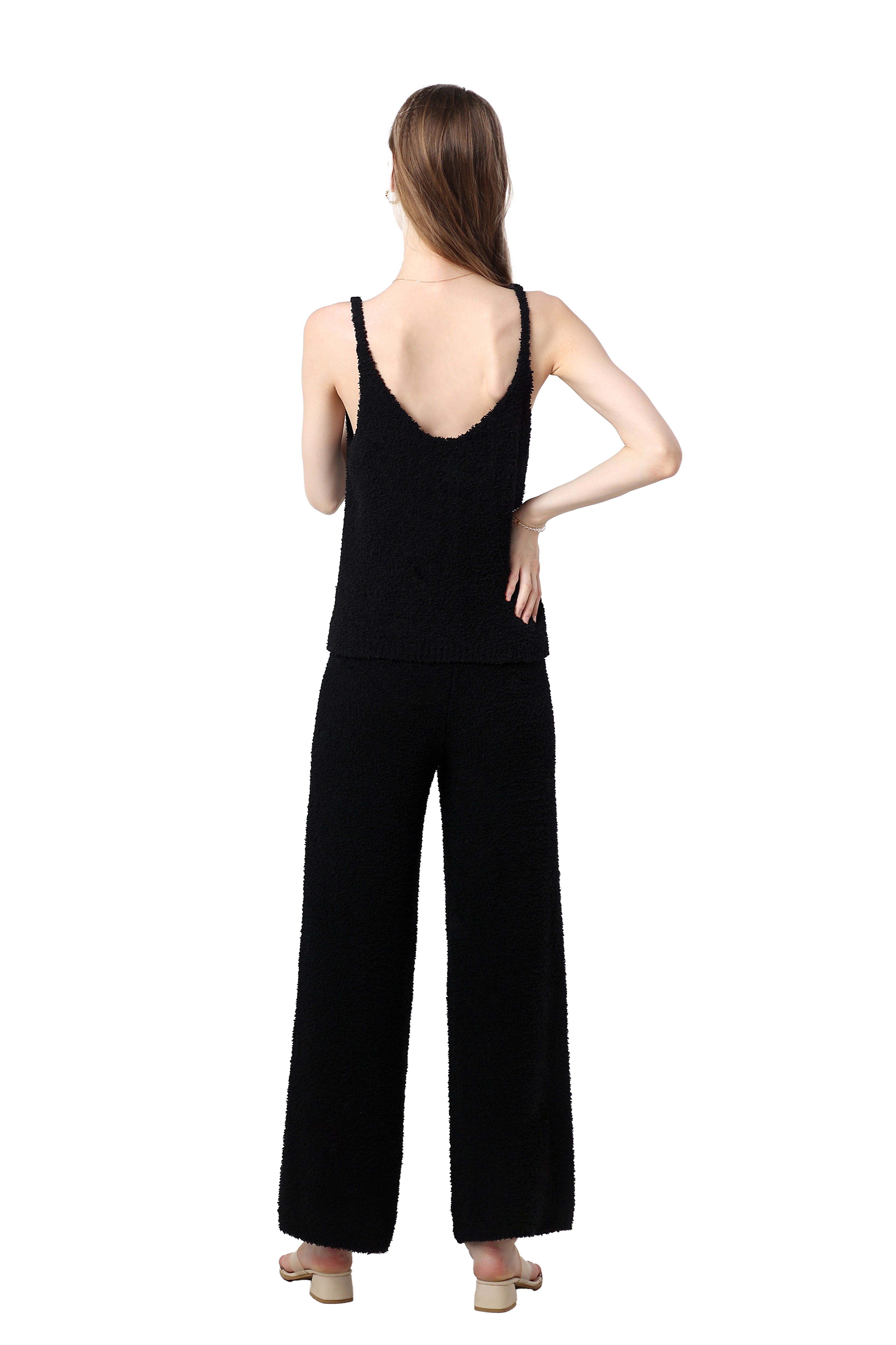 Plush Halter Wide-Leg Lounge Set