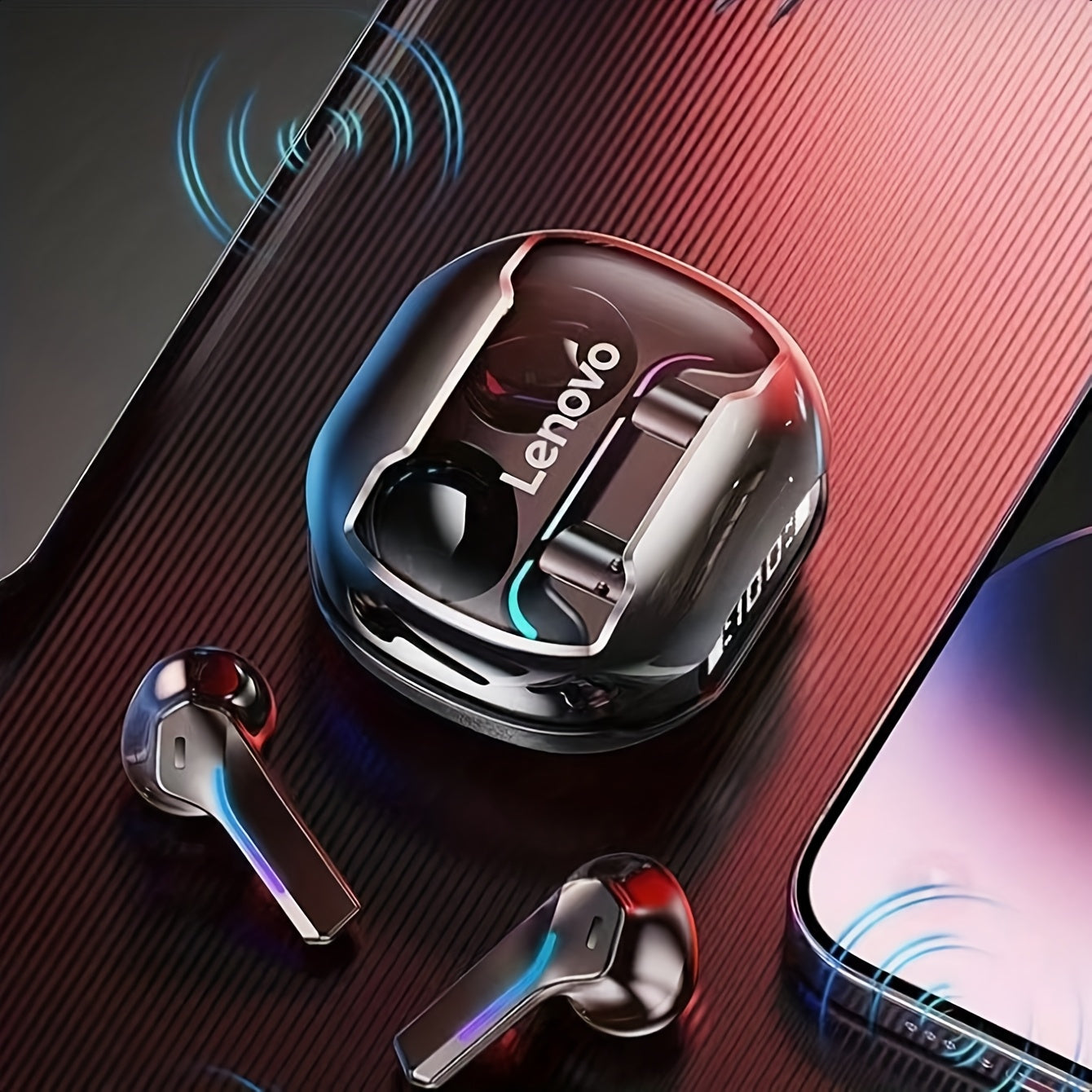 Lenovo TG101 True Wireless Earbuds, Designed for Gamers, Minimal Delay, RGB Lighting, Extended Battery Duration, High-Fidelity Audio, New Model for 2025