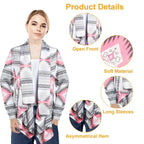 Open-Front Geometric Shawl Neck Cardigan