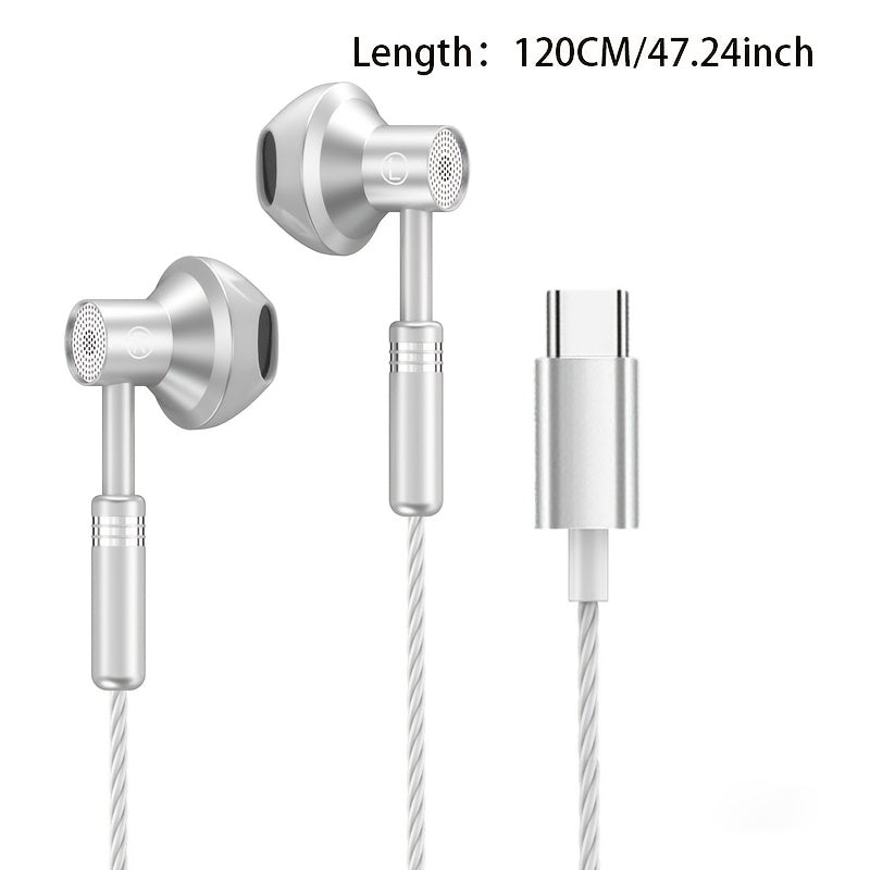 Wired Earbuds Featuring Hifi Bass Stereo Volume Control And HD Microphone, Compatible with for iphone 15 And Samsung Galaxy, Equipped with 3.5Mm And Type C Connectors