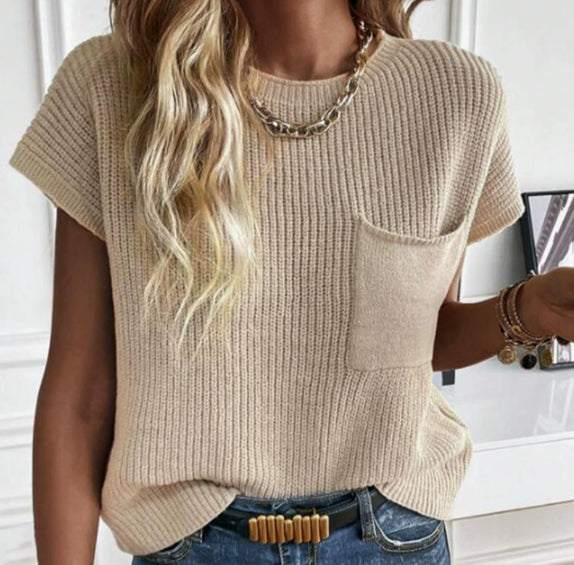 Fashion Tops Sweater With Short Sleeves