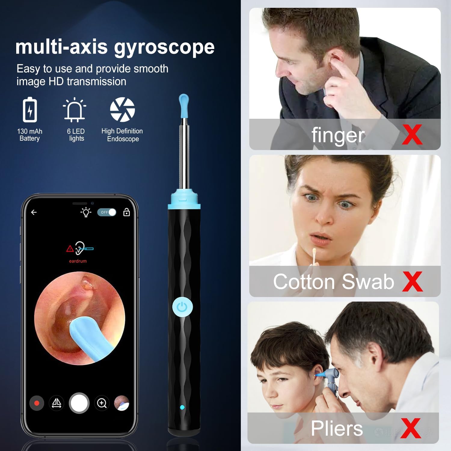 Ear Wax Removal, Ear Wax Removal Tool Camera Builtin 1296P