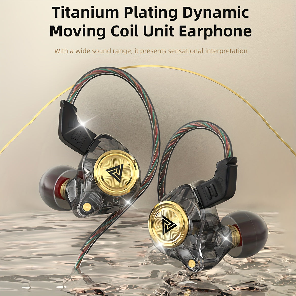 QKZ AK3 Semi-Open Dynamic Wired Earbuds Featuring a Microphone, 3.5Mm Connector, Titanium-Coated Driver, Resin Casing, High-Fidelity Stereo Sound, Powerful Bass, And In-Line Controls – Perfect for Gaming, Sports, Djing, And