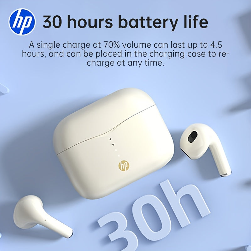 HP Wireless Earbuds, TWS Semi-In-Ear Headphones with 30H Long Standby, Noise-Reduction Calls, Hi-Fi Stereo Sound, Comfortable Fit, Touch Control, Compatible with IOS & Android, Ideal Christmas & Winter Holiday Gift for Family