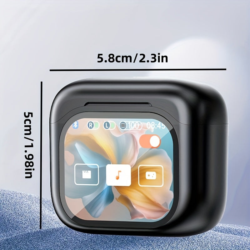 2025 New AI Real-time Translation Headset, 150 Language Translation Headset. Small Translation Wireless Headphones, LCD Color Large-screen Charging Case, TWS In-ear Headphones with ANC and ENC Noise Cancellation Functions, Su