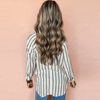 Classic Polo Collar Striped Long Sleeve Shirt