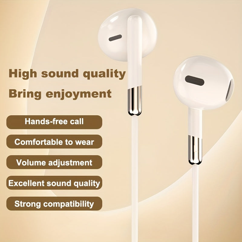 Wired Headphones with a 3.5Mm Jack, Featuring a Built-In Microphone, In-Ear Design, High-Definition Sound Quality, Supporting Calls, Volume Adjustment, And Song Switching. They Can Be Used with Devices Like Smartphones, Lapto