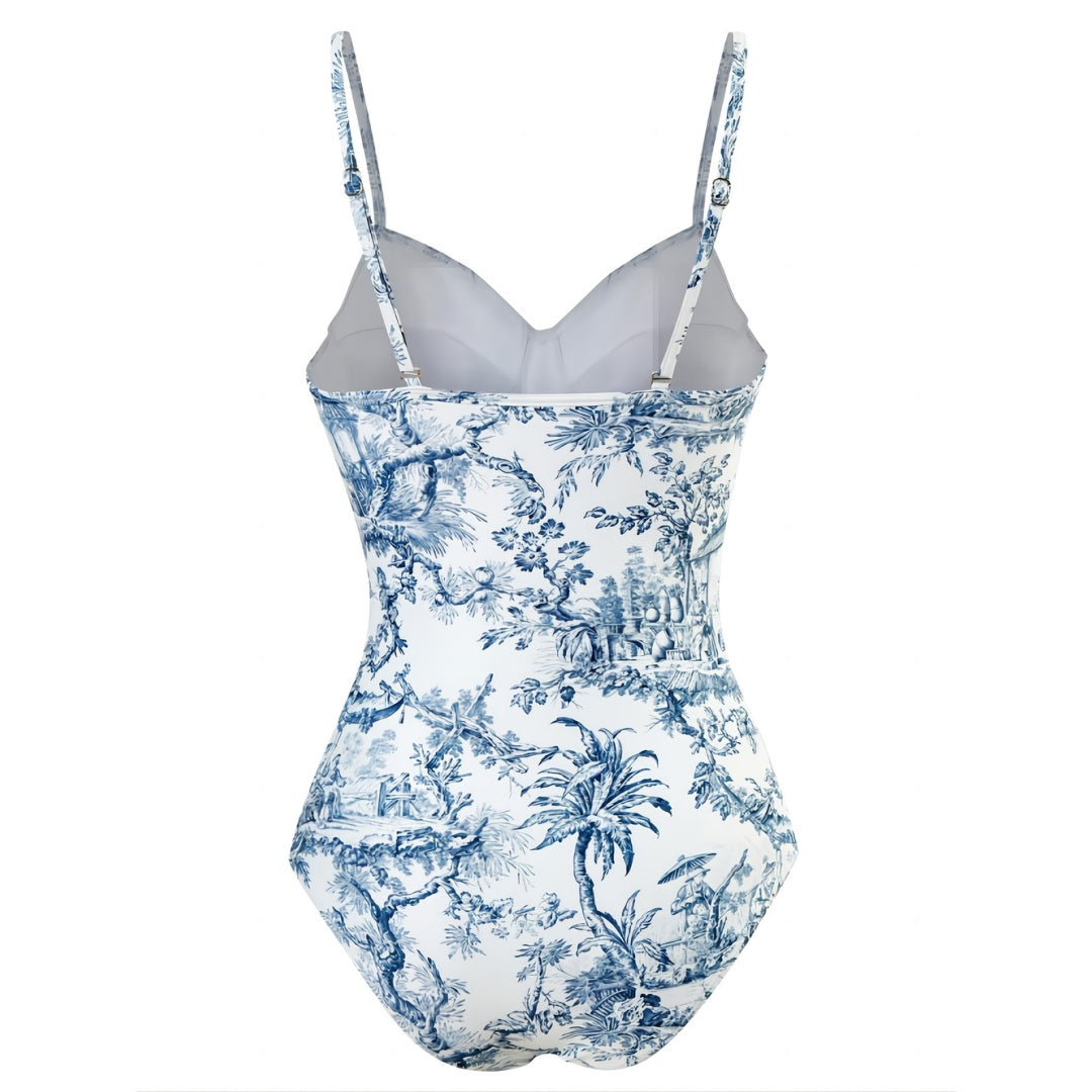 Toile de Jouy Swimsuit & Sarong Set