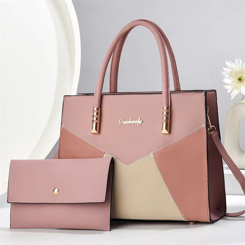 Exquisite 2-in-1 Trendy PU Leather Tote Bag with Matching Pouch