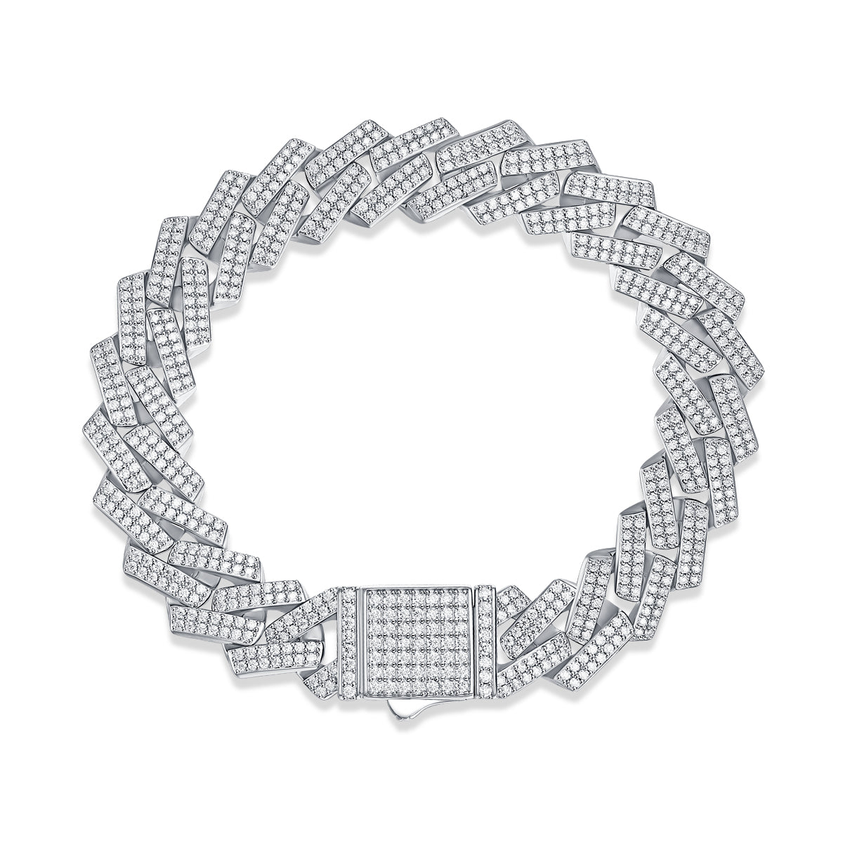 Luxury Iced-Out Cuban Link Mossan Diamond S925 Silver Bracelet