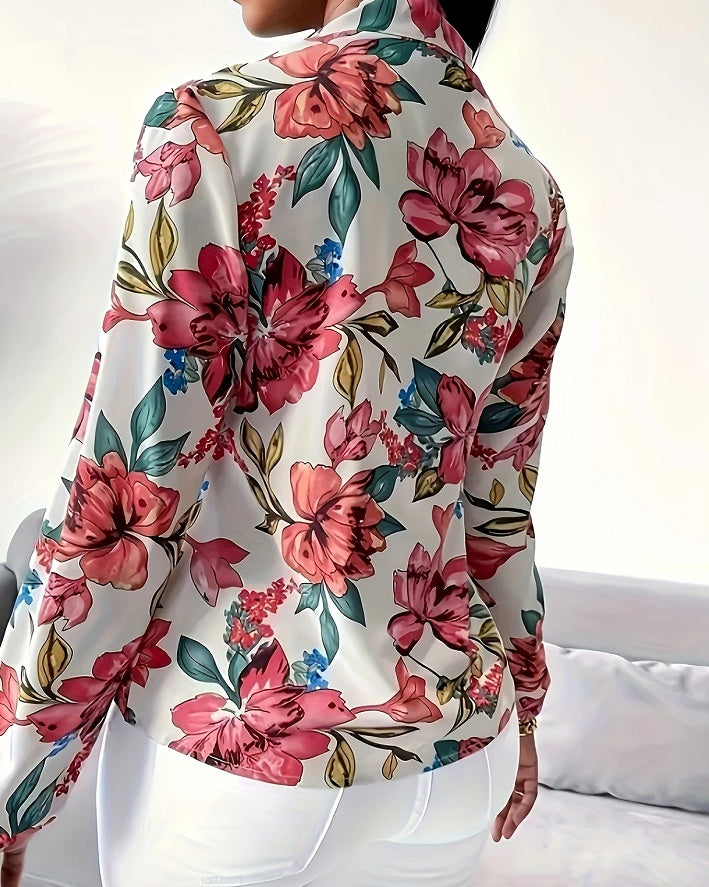 Floral Lacing Bow Blouse