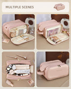 Large Capacity Waterproof PU Leather Travel Makeup Bag Organizer