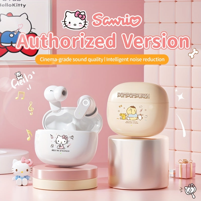 Sanrio In-Ear Wireless Bluetooth Earphones - Pudding Dog & Hello Kitty, Cute and Lightweight for Sports, Exercise, Travel, and Birthday Gifts